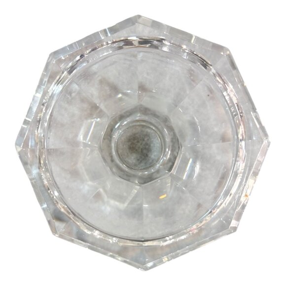 Vintage Signed Oleg Cassini Single Crystal Glass Candlestick 6" Faceted Column - Picture 4 of 6